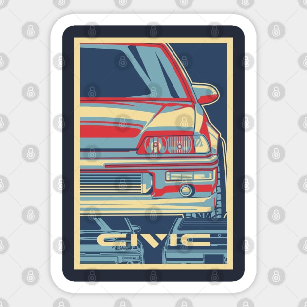 vintage civic Sticker by don_kuma